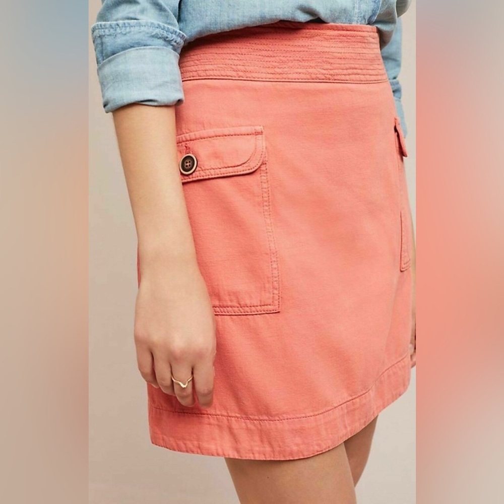 Anthropologie | Pink Cotton Linen Mini Skirt - Size US 14 / UK 16 - NWT